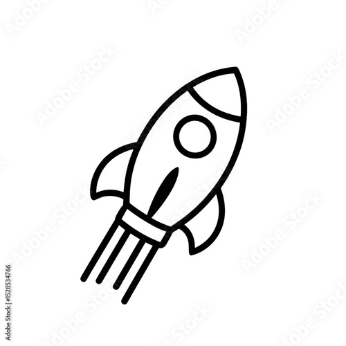 Minimal Rocket Icon Vector – Simple Space Launch Line Art