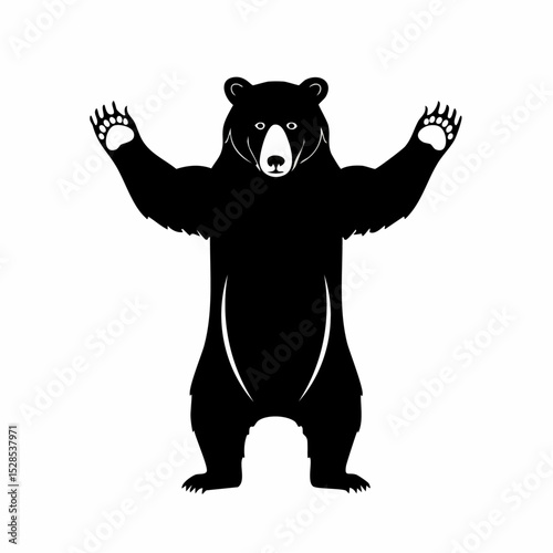 Black bear standing upright with arms raised in a simple vector style illustration