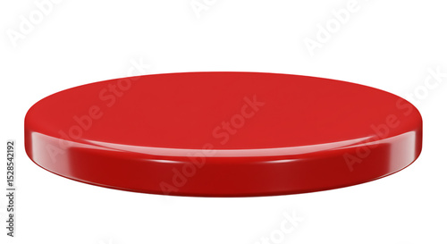 Glossy red round platform display stand isolated on white background