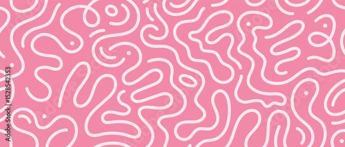 Trendy doodle seamless pattern with vibrant curved lines. Abstract fun background for lifestyle design, packaging, and creative projects.