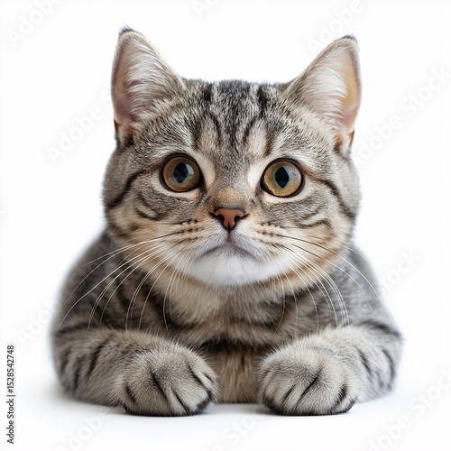Adorable Kitten with Striped Fur. Close-Up Portrait of a Curious and Playful Domestic Feline