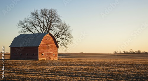 Rustic Barn Under Autumn Sky A Farmscape of Rural Tranquility Capturing Simple Beauty of Countryside Living