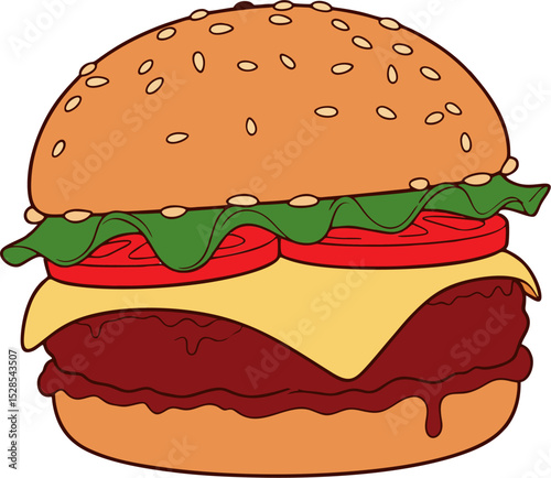 vector big hamburger isolated on white generative ia
