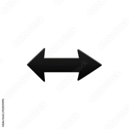 Black double headed arrow icon on transparent background, symbolizing direction or movement. arrow points both left and right, indicating options or choices