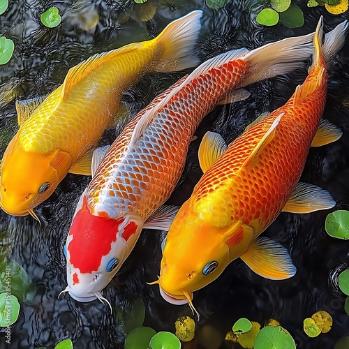 Vibrant Koi Fish in Water photo