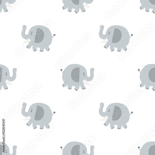 Seamless pattern with elephant. colorful illustartion for kids. hand drawing, flat style. baby design for fabric, print, textile, wrapper