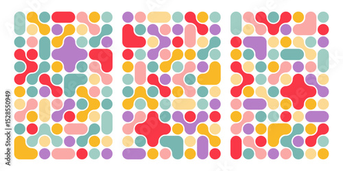 Vector Connect Shape Pattern. Abstract Metaball Geometric Background Texture. Circular Color Fluid Pattern
