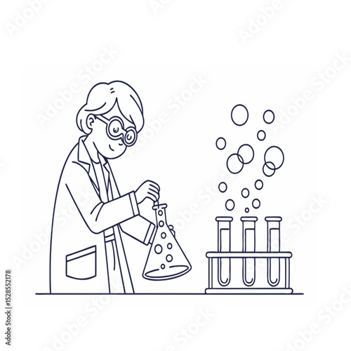 Young Scientist or Student Conducting Chemistry Experiment - Lab Research & Education