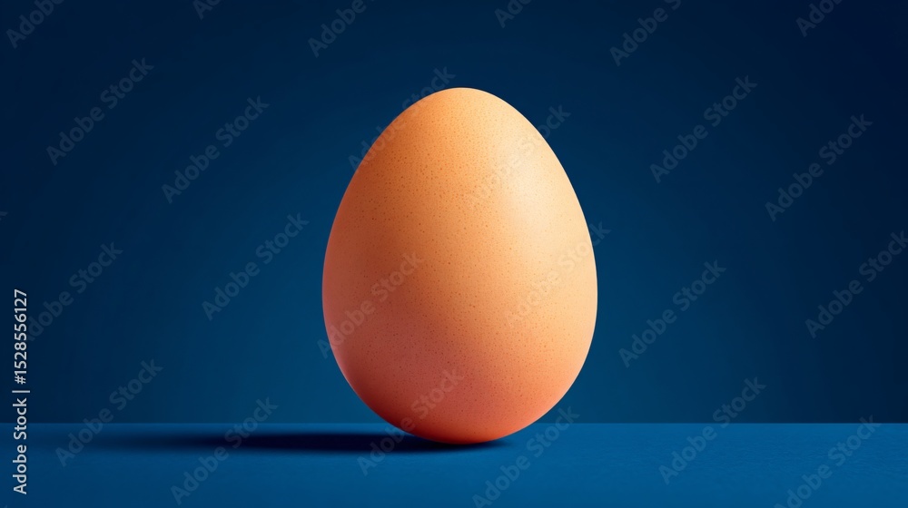 A Single Brown Egg on Dark Blue Background A Single Brown Egg on Dark Blue Background