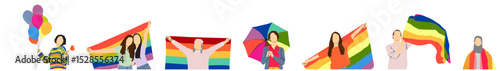 people holding rainbow flags sing of pride half isolated