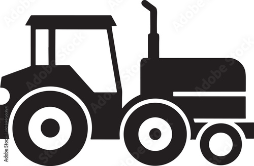 Farm tractor silhouette isolated on white background