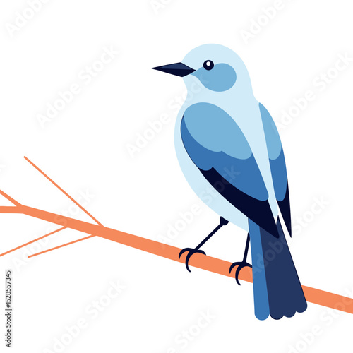 Bluebird on a Branch Illustration- Minimalist Bird Art- Modern Bird Design- Perched Bird Image- Bird Watching Icon- Nature Inspired Graphics- Bird Lover Gift Idea