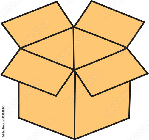 Open Cardboard Box Vector Icon for Shipping, Delivery, Unpacking, Packaging, Storage, and Logistic Service Design Element