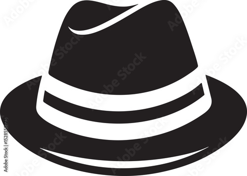 Fedora hat silhouette isolated on white background