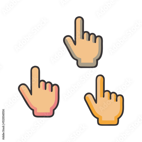  Hand Pointers,  Cursor Icons for Click and Touch