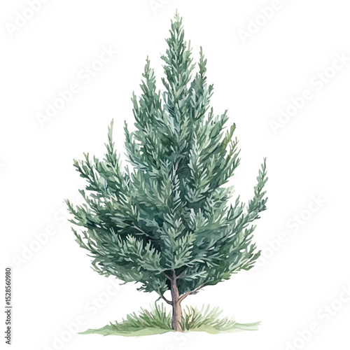 A Cypress Plant, watercolor vector, high quality, isolated on a white background.