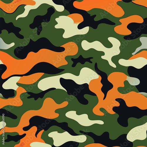 Seamless Camouflage Pattern ,Green and Orange Military Camo