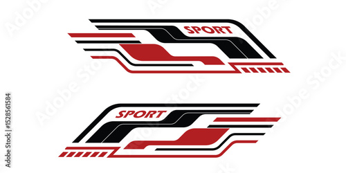 Wrap Design for Car Vector. Sport stripes, racing vehicle stickers. Racing stickers for tuning