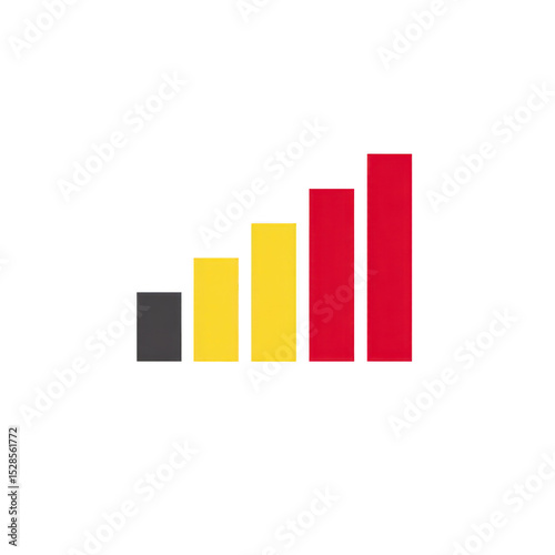 Free Download Colorful bar graph with four vertical bars in black, yellow, and red on transparency background, representing data or statistics in simple, modern design - GFXLoad