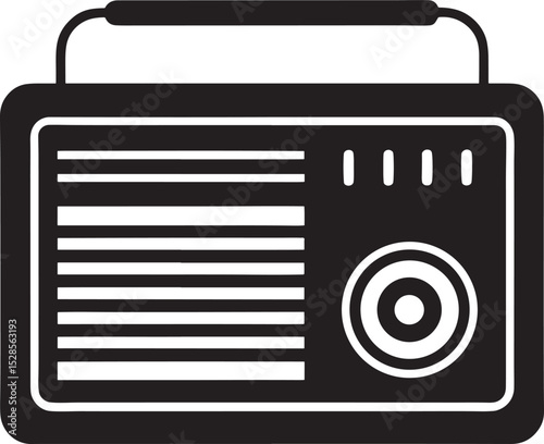 Vintage radio silhouette isolated on white background
