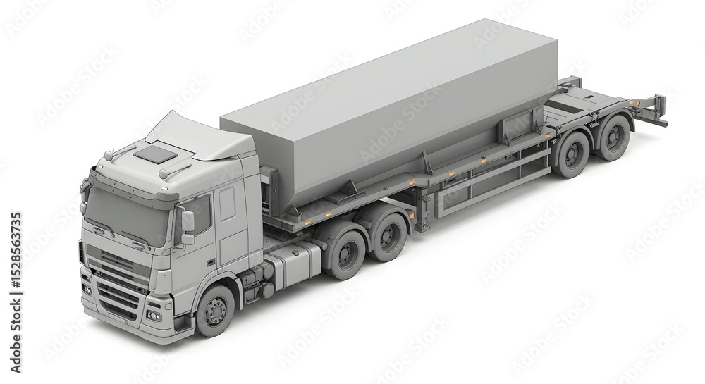Obraz premium Articulated Lorry with Flatbed Trailer: Scaled Model