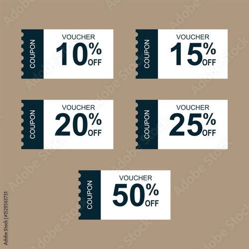 Coupon icons. Sale Voucher Coupon. Discount Coupons Tickets Card. Coupon for web design. Tag label, sale banner with discount coupon. Vector gift voucher vector illustration.