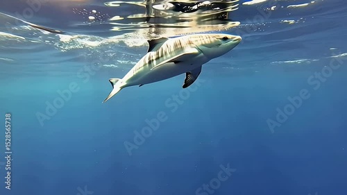 a dolphin gliding through the open sea