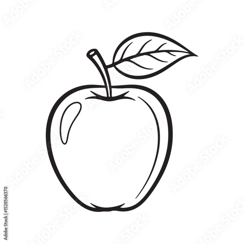 Minimalist Vector Silhouette of a Line Art Apple with Clean Outline for Digital and Print Use
