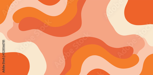 Abstract seamless swirl pattern. 60s, 70s style groovy background with waves and blobs. Psychedelic hippie texture