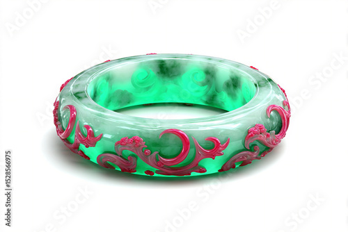 A photorealistic maximalist jadeite jewelry piece