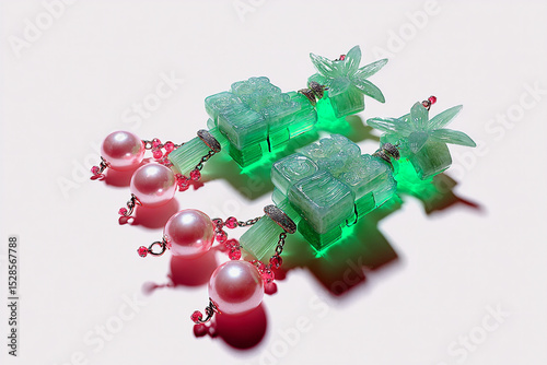 A photorealistic maximalist jadeite jewelry piece
