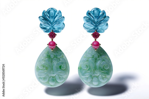 A photorealistic maximalist jadeite jewelry piece