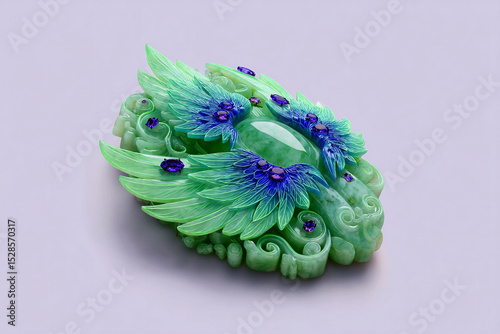 A photorealistic maximalist jadeite jewelry piece