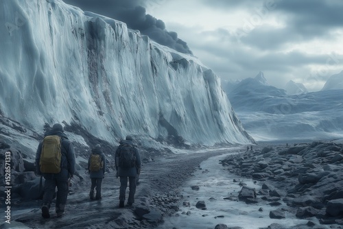 Explore the Mystical Glacier Landscape. Adventure Awaits Hikers in a Remote Frozen Wilderness Expedition