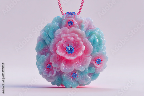 A photorealistic maximalist jadeite jewelry piece