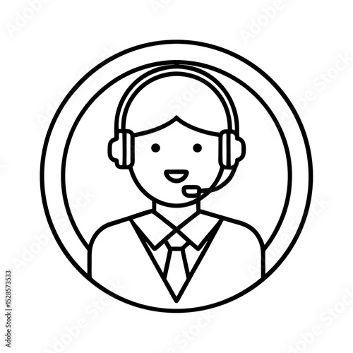 Happy customer service agent wearing headset icon. customer service representative. call center operator icon
