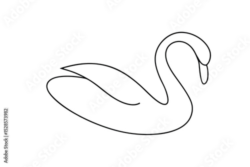 Elegant line drawing of a graceful swan