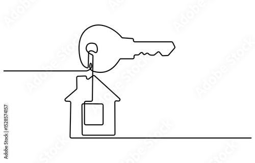 Continuous one line art drawing symbol of house keys, Real Estate Line Icon Vector Design, Continuous One Line Drawing Real Estate Icons Concept. Single Line Vector Illustration, Continuous one line