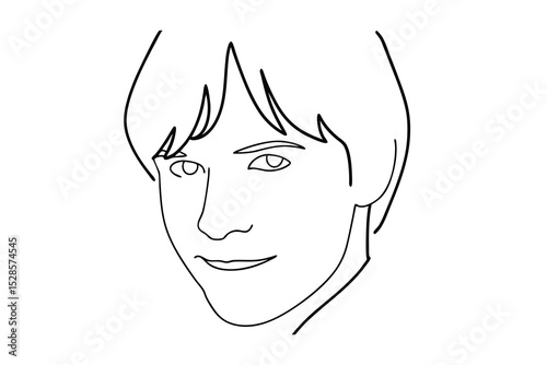 Simple line drawing of a young man's face