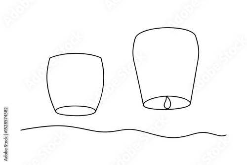 Two sky lanterns line drawing simple minimalist design