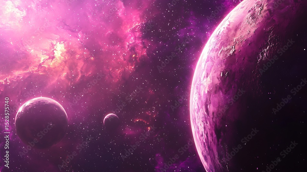 Fototapeta premium Colorful space planets nebula