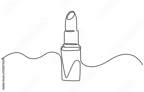 Lipstick continuous one line drawing and minimalist style isolate outline vector icon