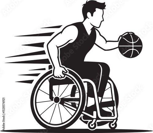 Wheelchair Basketball Illustration for Disability Awareness, Sports Promotion, Health Campaigns, Educational Materials, Event Posters