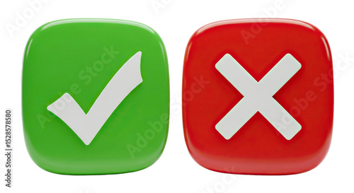A green check mark and a red x mark side by side indicating correct and incorrect respectively on transparent background