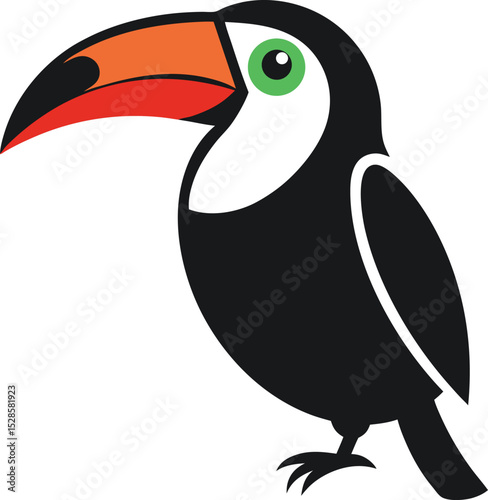 Toucan silhouette bird icon isolated on white background