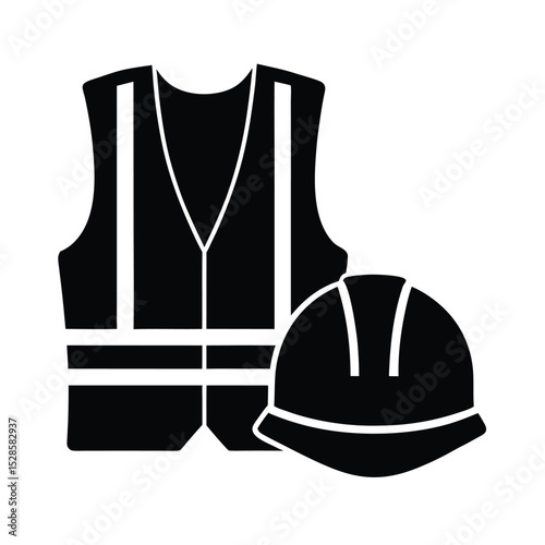 Safety vest and hard hat combo vector silhouette