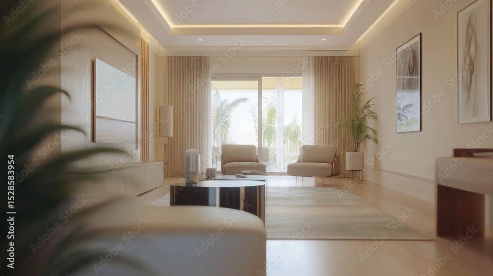 Naklejka premium Frame mockup ISO A paper size Living room wall poster mockup Interior mockup with house background Modern interior design 3D render