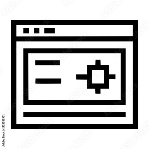 Website interface displaying a central processing unit icon and a menu.