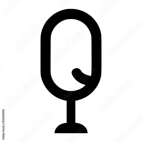 Black and white minimalist illustration of a microphone on a stand.