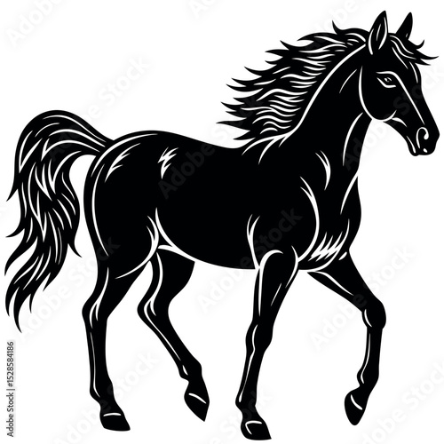 Black horse silhouette vector illustration .